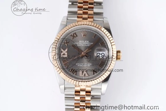 Gray Markers Bracelet Dial 126231 RG 36 DateJust JDF Plated Jubilee 904L RG Steel Roman V2 SS on 1218